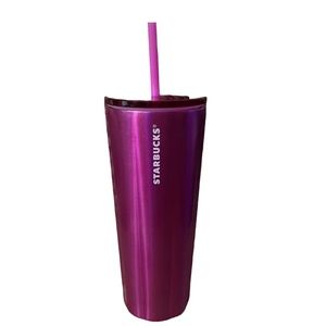 2022 Starbucks Pink Metallic 24 oz Stainless Steel Cup with Straw and Lid